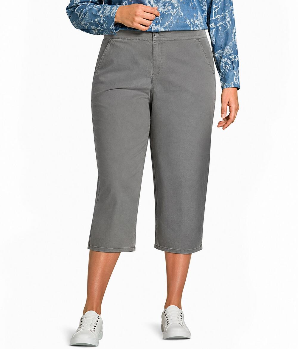 Eileen Fisher Cropped Pants Women's 1X Plus Charcoal Gray Capri Stretch Twill